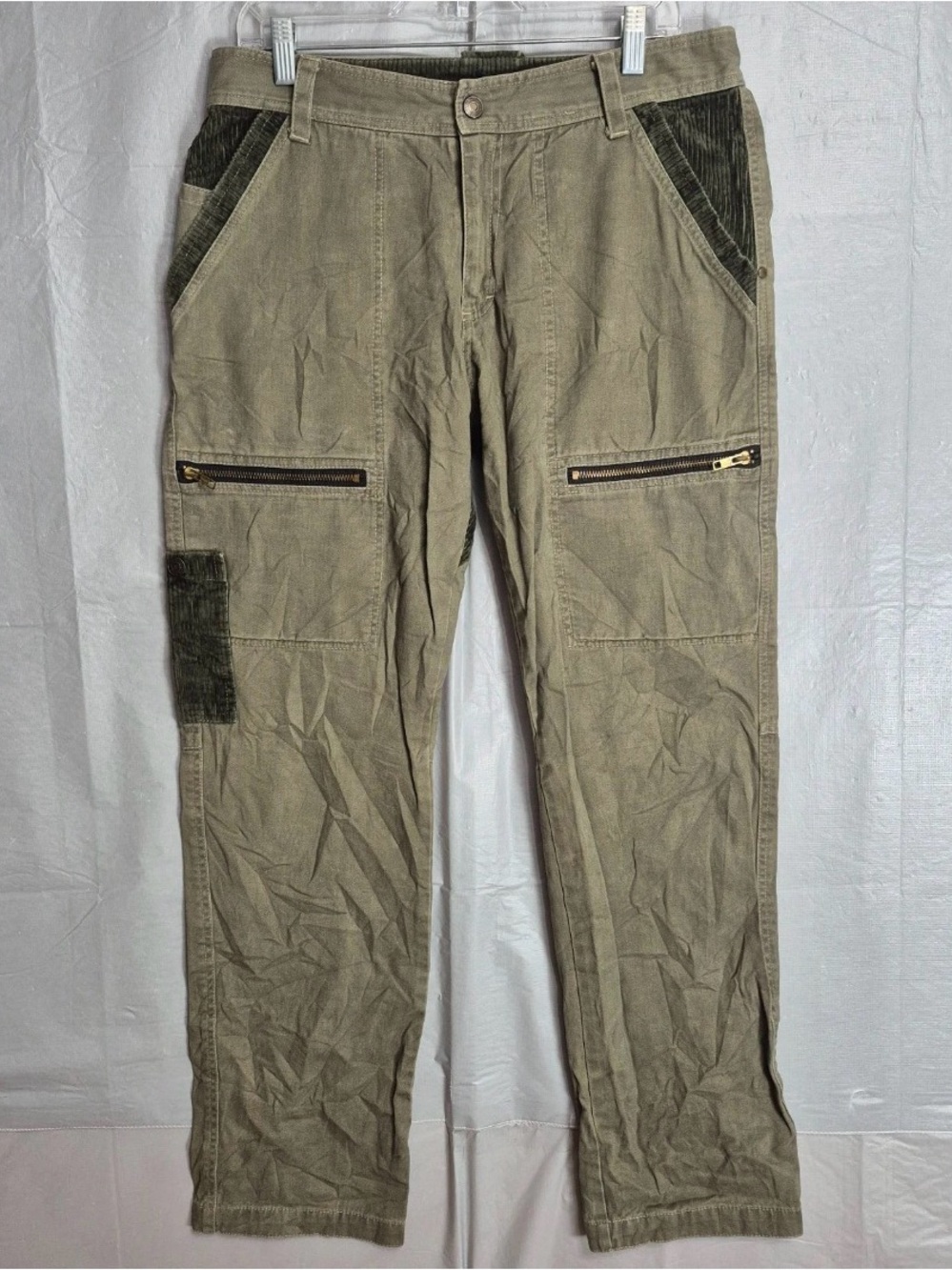 Nasty Pig Olive Green Cargo Pants with Dark Corduroy Panels 32” waist 30” inseam